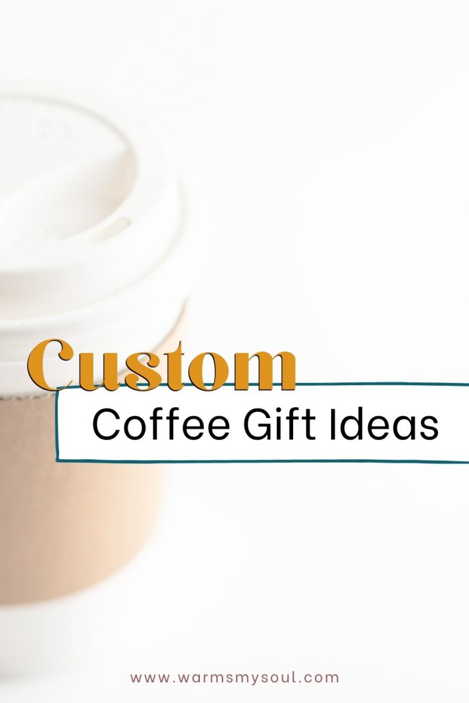 Custom coffee gift ideas.  Custom coffee sleeves. Image of coffee sleeve with text overlay. 